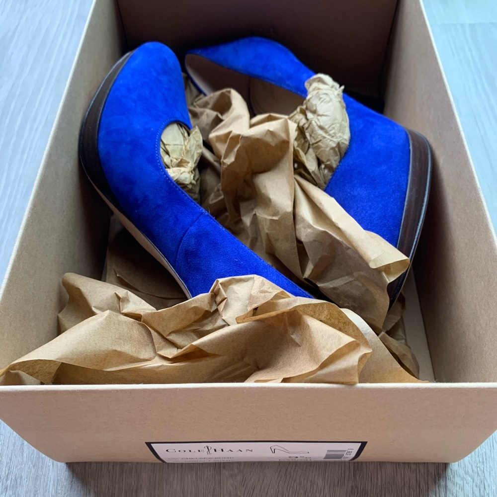 Cole Haan Chelsea Pump Cobalt Suede Sz 9.5 NIB
